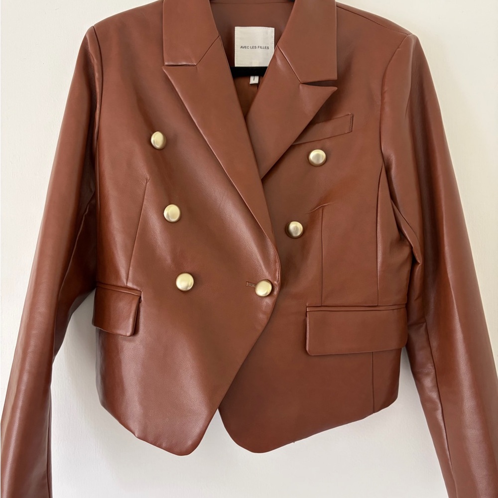 Avec Les Filles Brown Double-Breasted Blazer